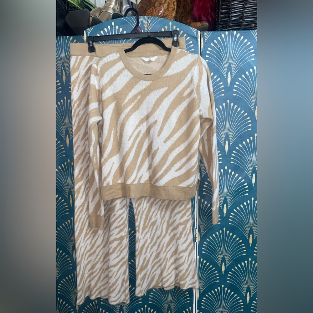 Two piece zebra sweater set